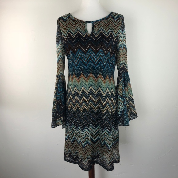 MSK Dresses & Skirts - MSK 10 Chevron Dress Boho Flutter Sleeve
